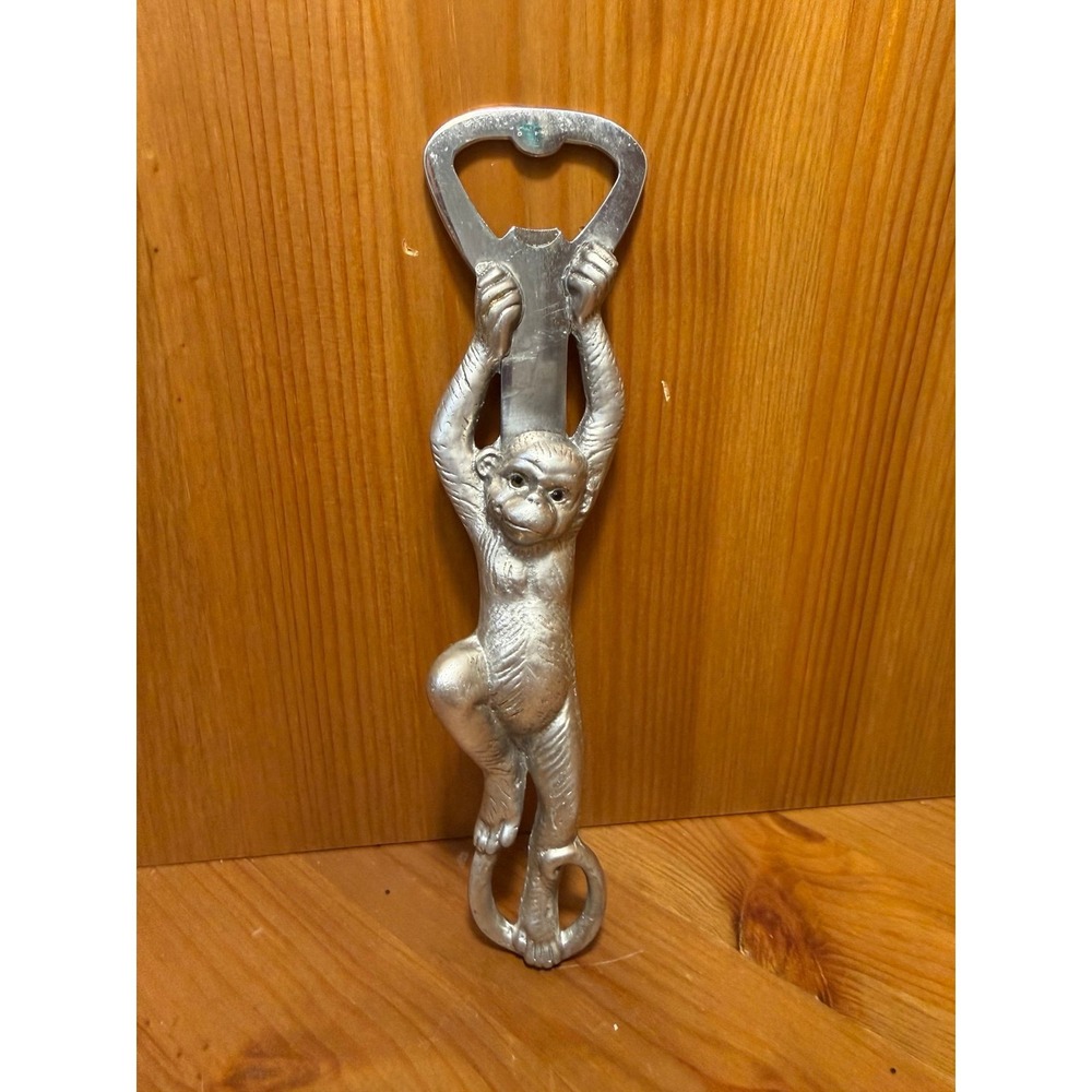 Vintage Monkey Bottle Opener Cast Aluminum Hanging Monkey Barware 6.3/4"